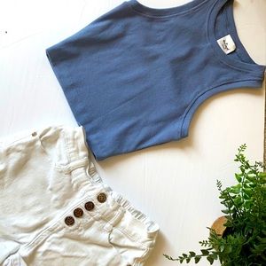 Blue tank top w white shorts combo | size 8 for shorts | size xs for top |